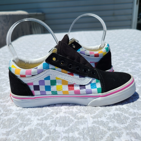COPY - Vans Pride Multi Color Chekered Suede Lace Up Kids Sneakers Size 3 - Picture 7 of 11